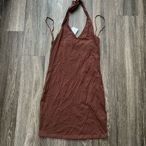Brown Halter Neck Dress